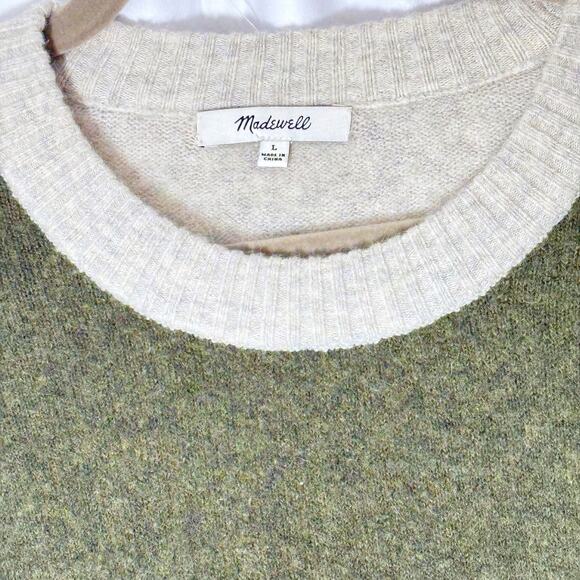 Madewell Green & Gray Colorblock Payton Sweater L, Wool-Alpaca Blend - Picture 3 of 4